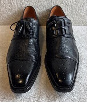 Mezlan Deerskin Ghillie Derby Shoes Black Men Size 11 M (S20069)